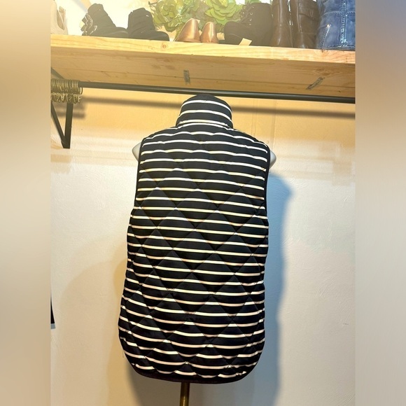 Small down filled feather puffer vest j crew blue white striped Vest Quilted - Picture 6 of 11